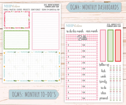 MAY 2025 Stickers for Large size Horizontal & Vertical Laurel Denise Planners. (Formerly Original Size) "Strawberry Garden" || OGSG