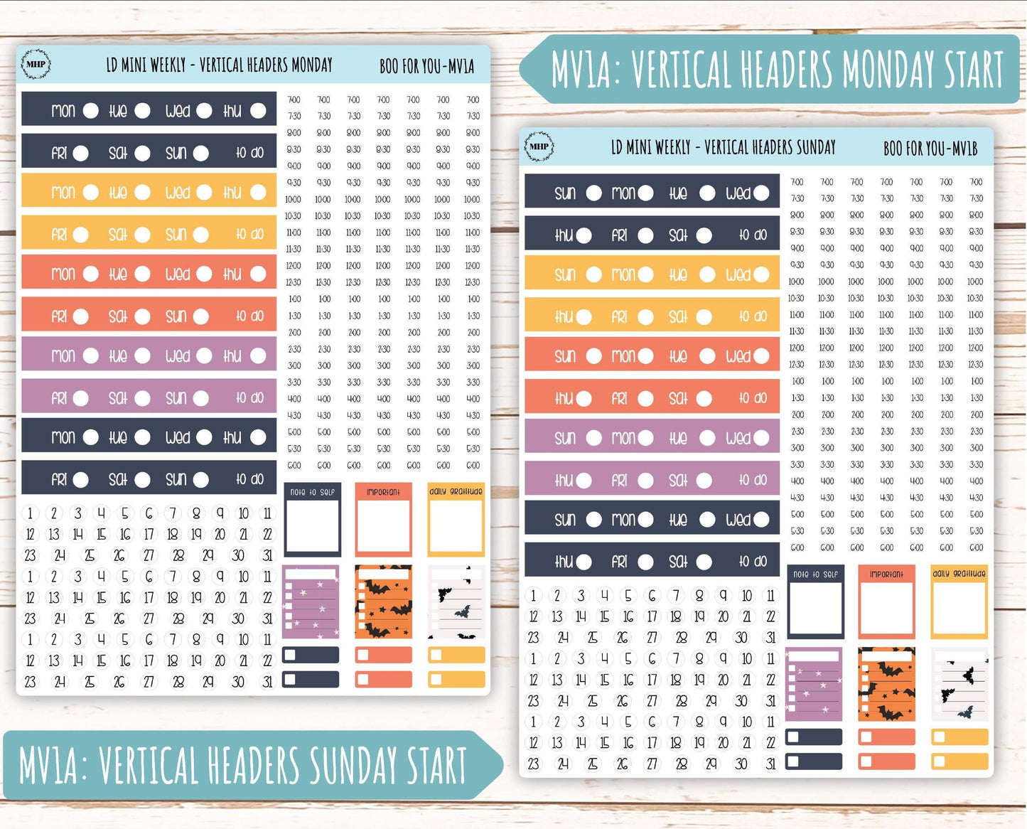 October Stickers for Small Horizontal & Vertical Laurel Denise Planners. (Formerly Mini Planner) "Boo to Your" || MBY