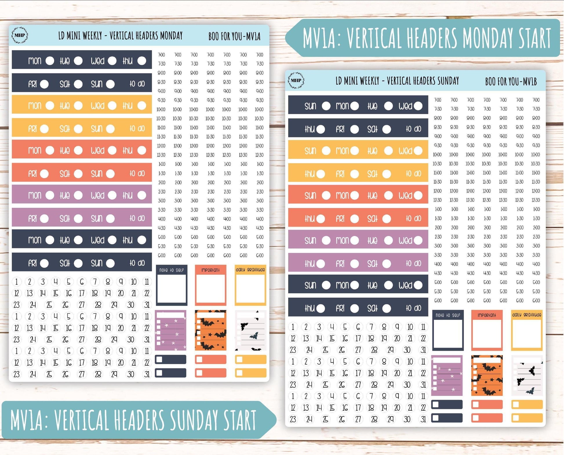 October Stickers for Small Horizontal & Vertical Laurel Denise Planners. (Formerly Mini Planner) "Boo to Your" || MBY
