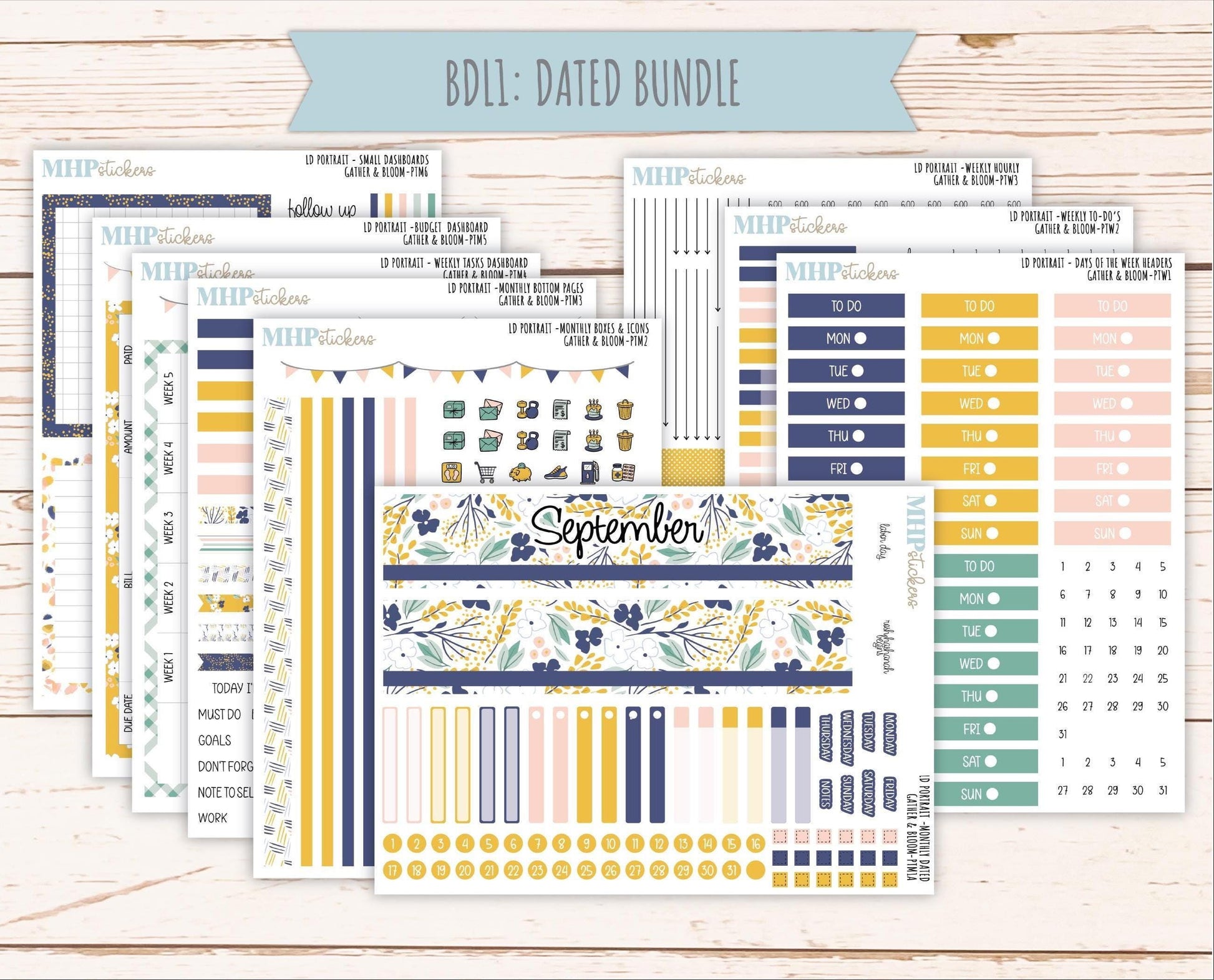 SEPTEMBER 2025 Stickers for The Scout Laurel Denise Planner (formerly Portrait Planner). "Gather and Bloom" || PT
