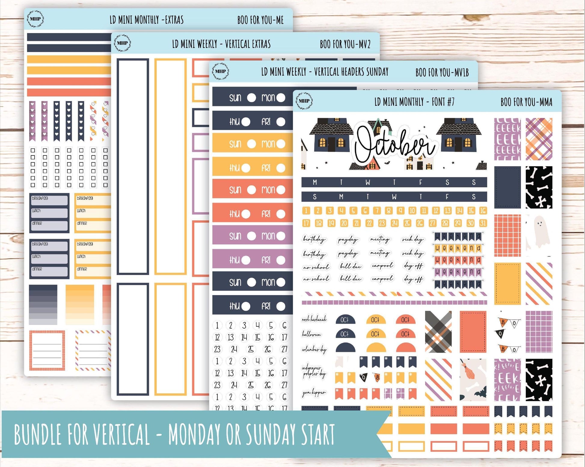 October Stickers for Small Horizontal & Vertical Laurel Denise Planners. (Formerly Mini Planner) "Boo to Your" || MBY
