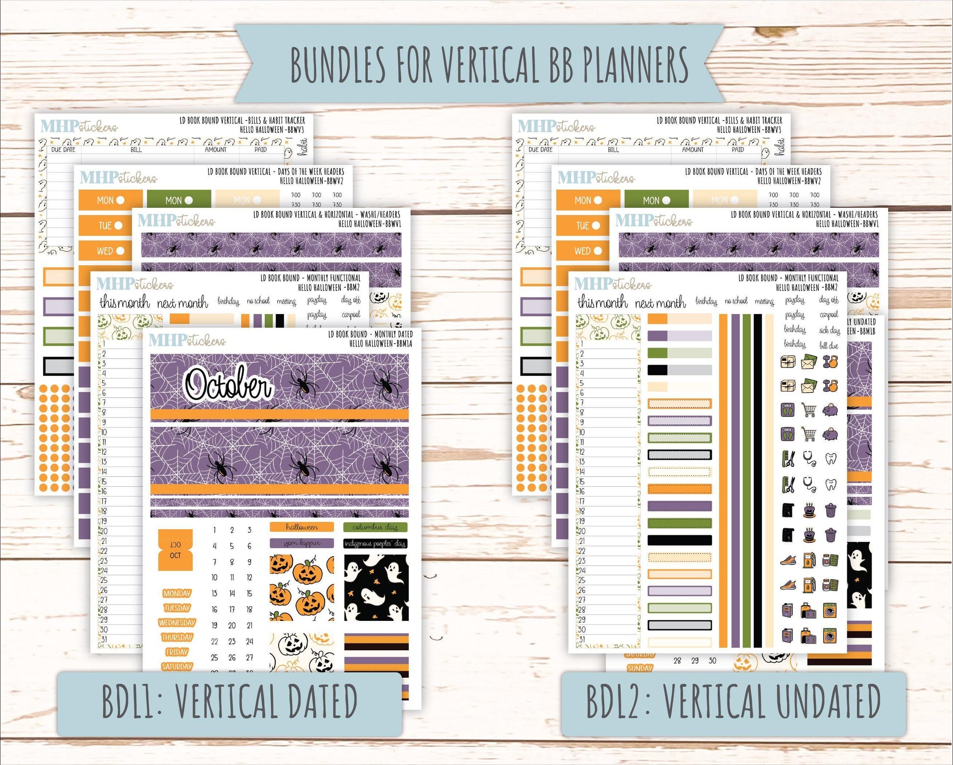 OCTOBER 2025 Stickers for The Mae & The Kristy Laurel Denise Planners ( Formerly Book Bound Planner) "Hello Halloween" || BB
