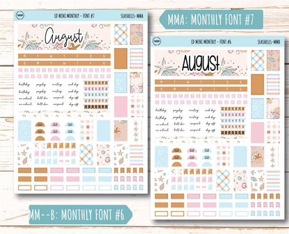 August Stickers for Small Horizontal & Vertical Laurel Denise Planners. (Formerly Mini Planner) "Seashells" || MSH