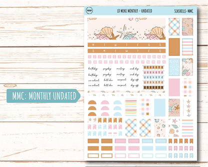 August Stickers for Small Horizontal & Vertical Laurel Denise Planners. (Formerly Mini Planner) "Seashells" || MSH