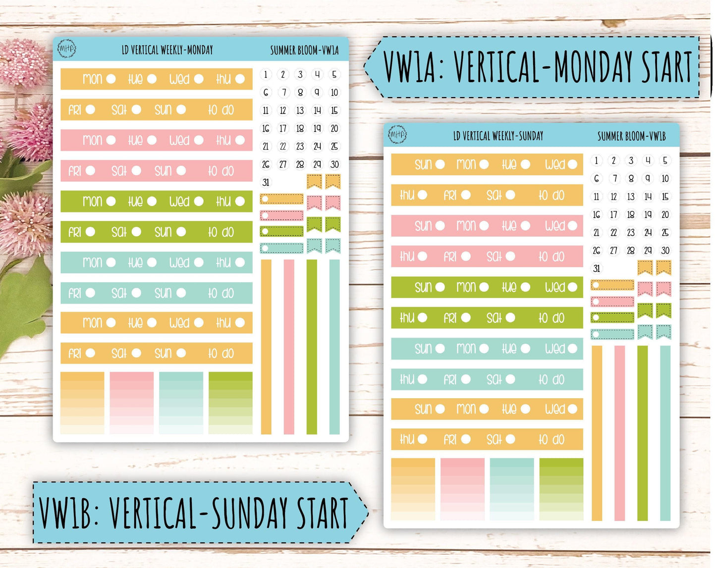 July Sticker for Large size Horizontal & Vertical Laurel Denise Planner. (Formerly Original or Standar Size) "Summer Bloom" || MPSB