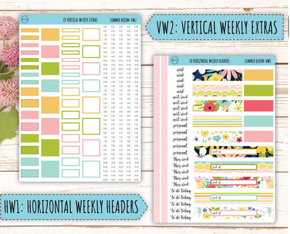 July Sticker for Large size Horizontal & Vertical Laurel Denise Planner. (Formerly Original or Standar Size) "Summer Bloom" || MPSB