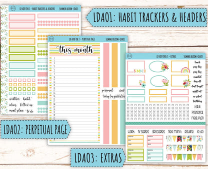 July Sticker for Large size Horizontal & Vertical Laurel Denise Planner. (Formerly Original or Standar Size) "Summer Bloom" || MPSB