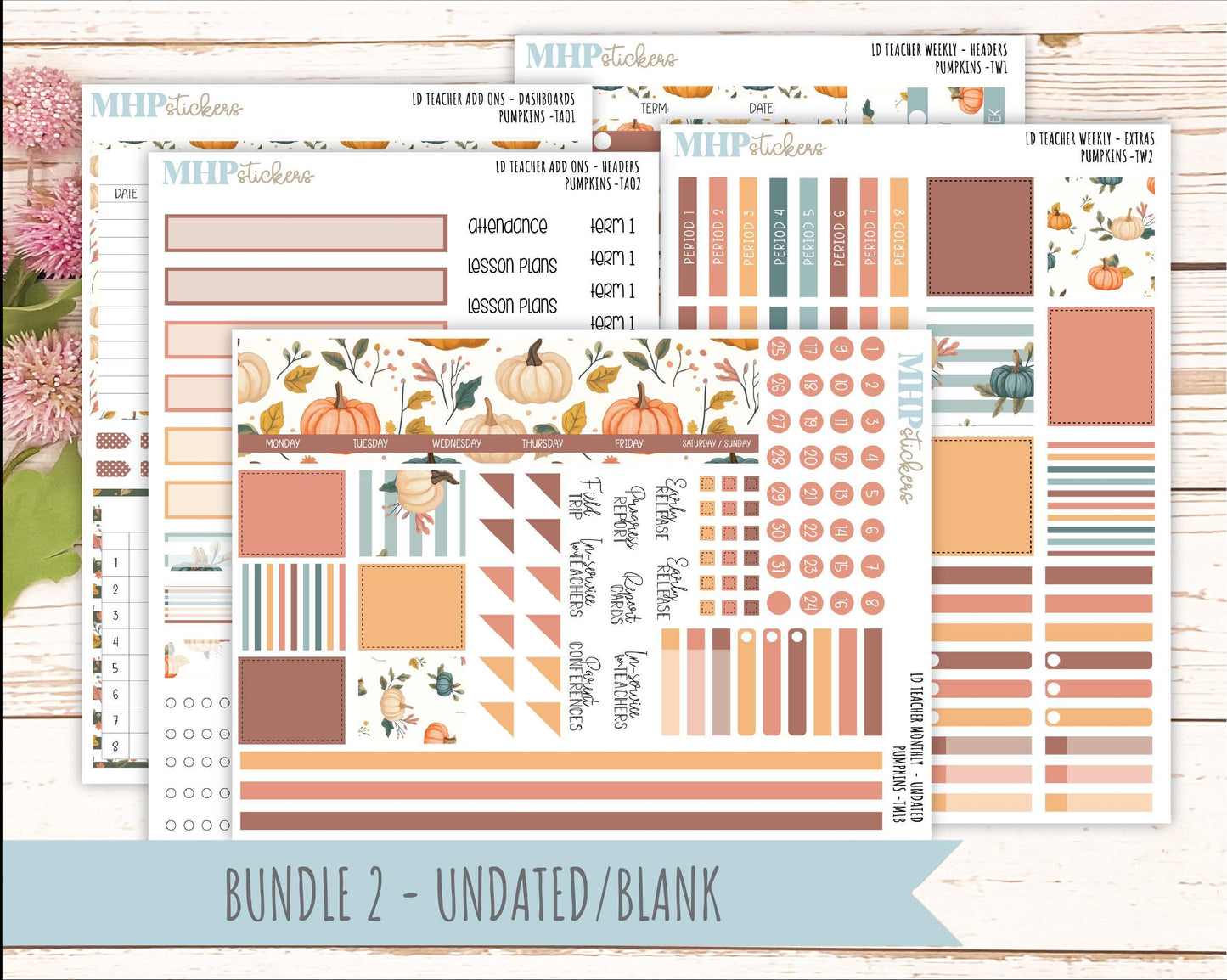 OCTOBER Stickers for The Valerie Laurel Denise Planner (Formerly Teacher Planner) "Pumpkins" || TC