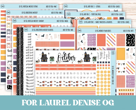 OCTOBER Stickers for Large size Horizontal & Vertical Laurel Denise Planner. (Formerly Original or Standar Size) "Boo to Youl" || OGBY