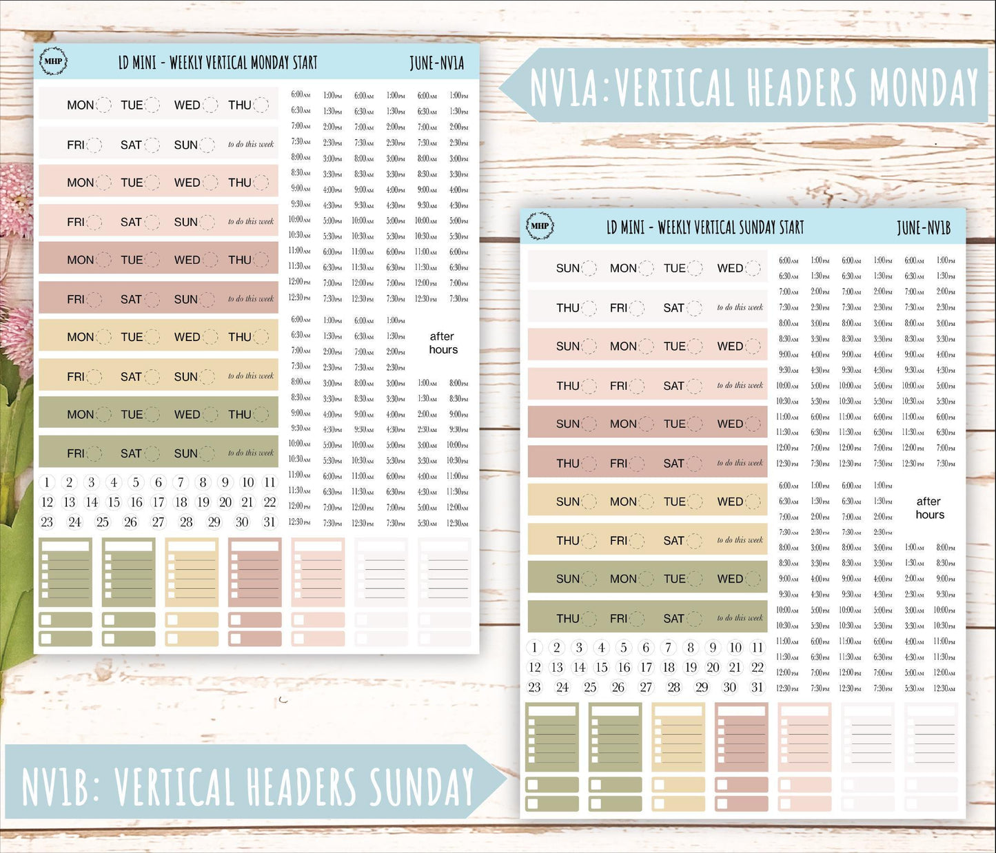 JUNE Neutral Color Stickers for small Laurel Denise Planners || NJUN