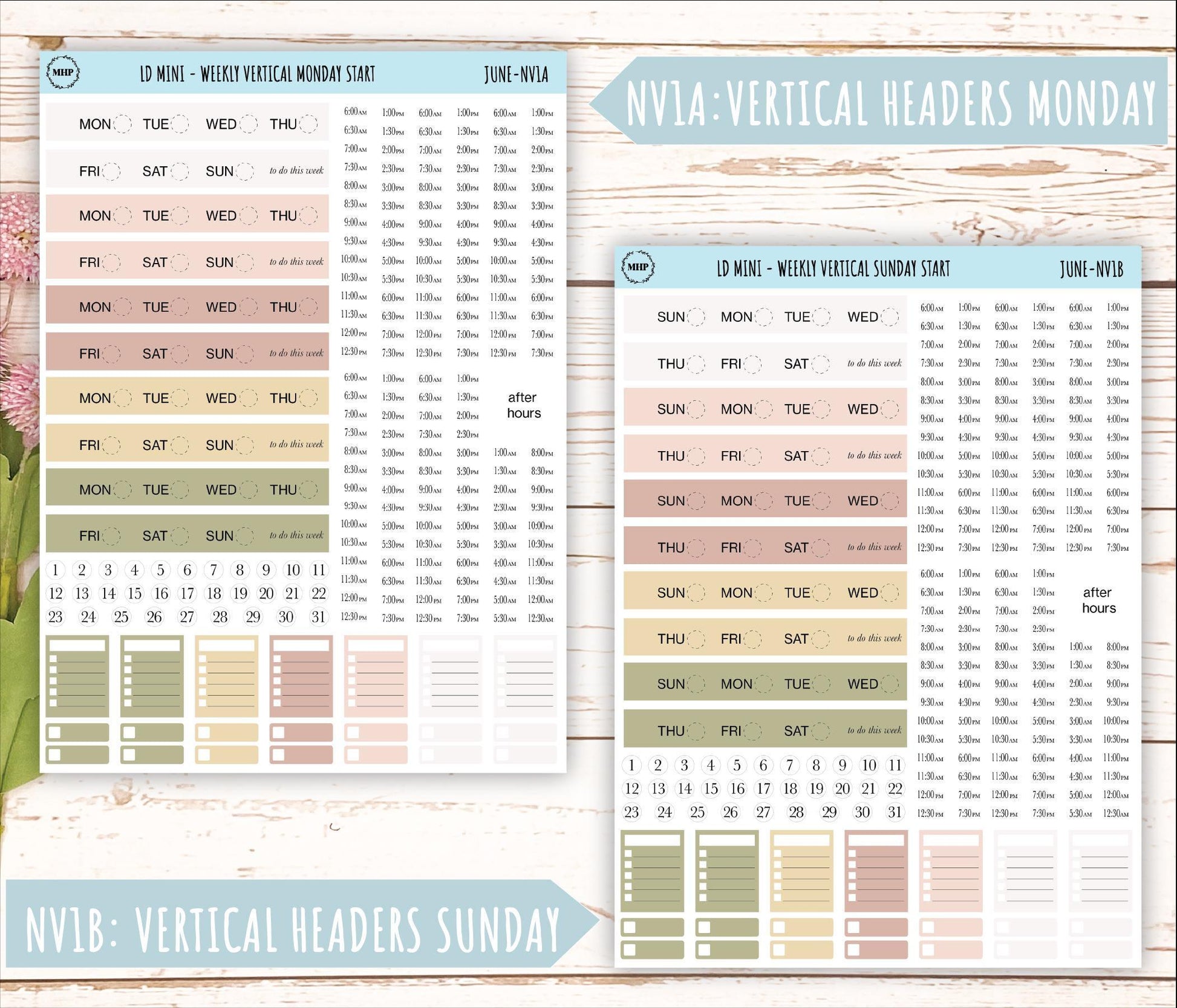 JUNE Neutral Color Stickers for small Laurel Denise Planners || NJUN
