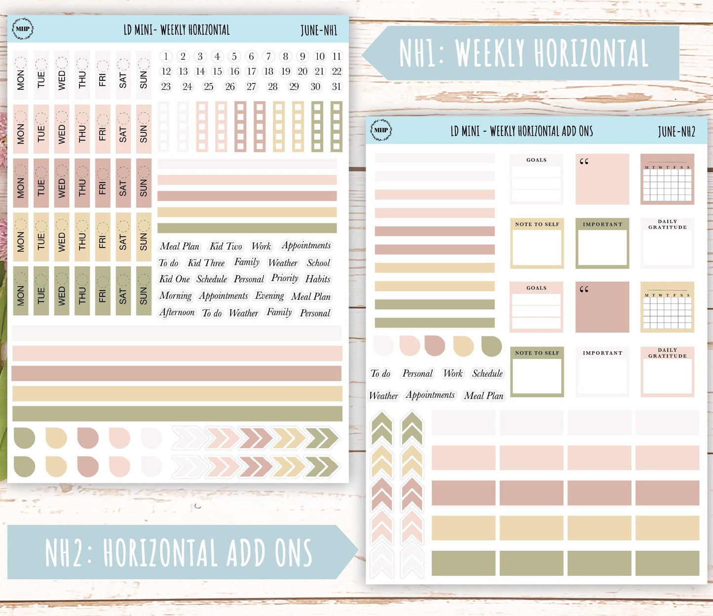 JUNE Neutral Color Stickers for small Laurel Denise Planners || NJUN