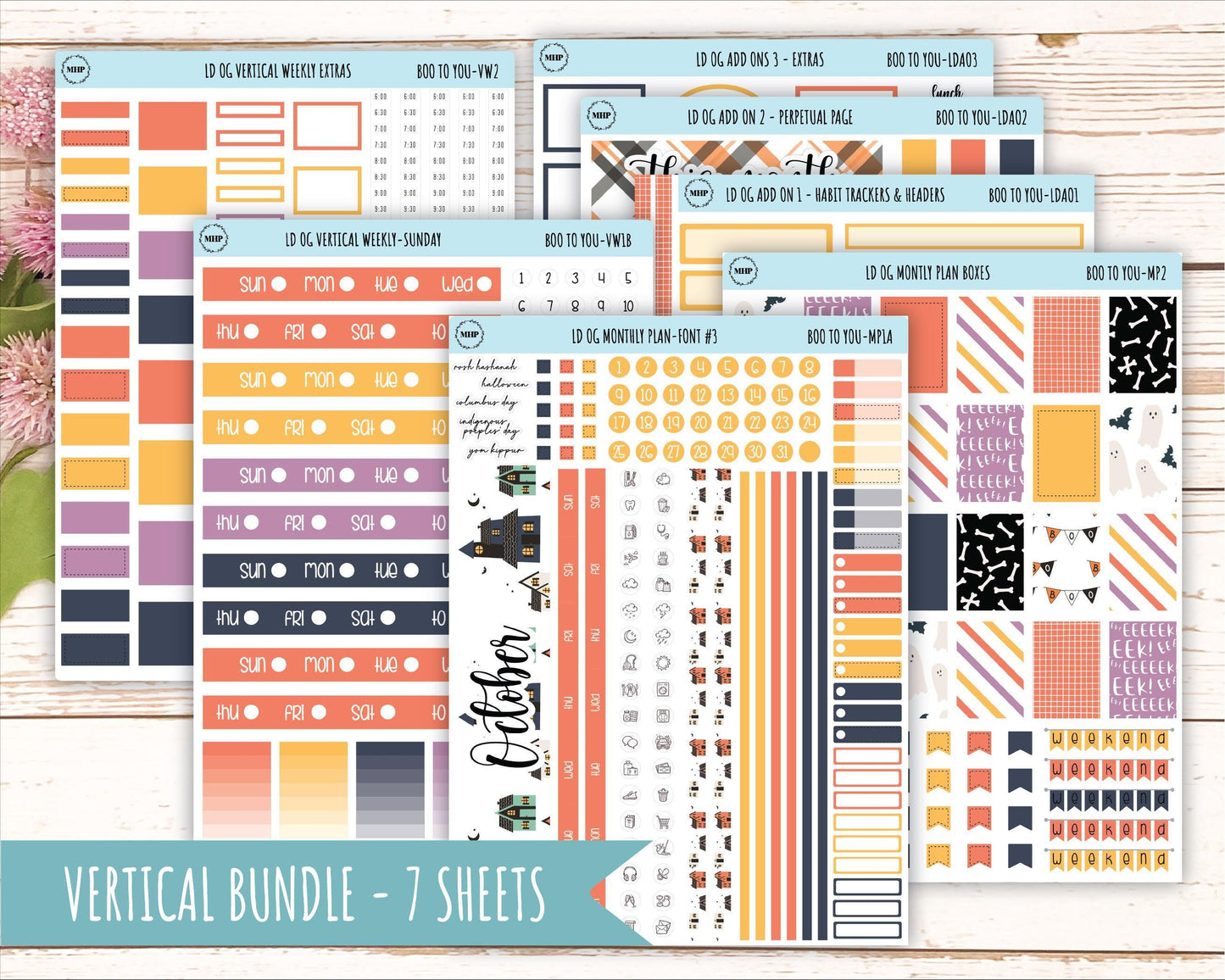 OCTOBER Stickers for Large size Horizontal & Vertical Laurel Denise Planner. (Formerly Original or Standar Size) "Boo to Youl" || OGBY