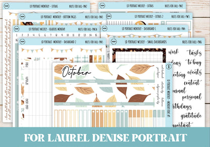 OCTOBER Stickers for The Scout Laurel Denise Planner (formerly Portrait Planner). "Nuts for Fall" || PNF