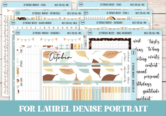 OCTOBER Stickers for The Scout Laurel Denise Planner (formerly Portrait Planner). "Nuts for Fall" || PNF