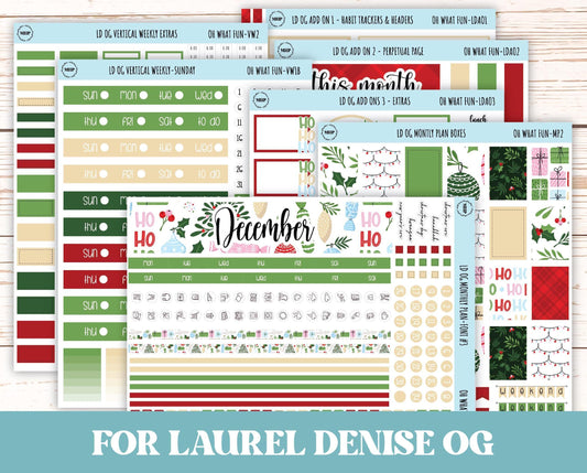 DECEMBER Stickers for Large size Horizontal & Vertical Laurel Denise Planner. (Formerly Original or Standar Size) "Oh What Fun" || OGOWF