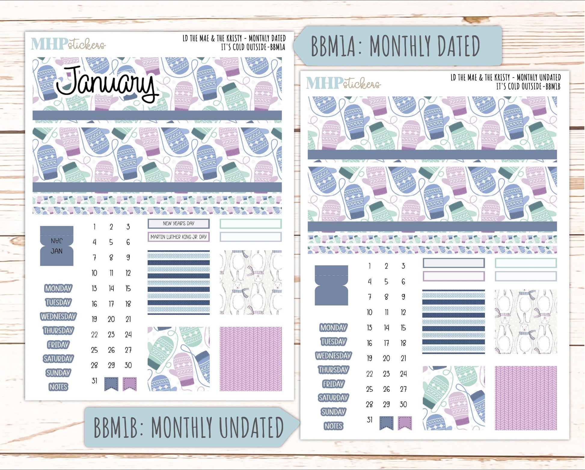 JANUARY 2026 Stickers for the Mae & Kristy Laurel Denise Planners (Book Bound Planner) "It's Cold Outside" || BB