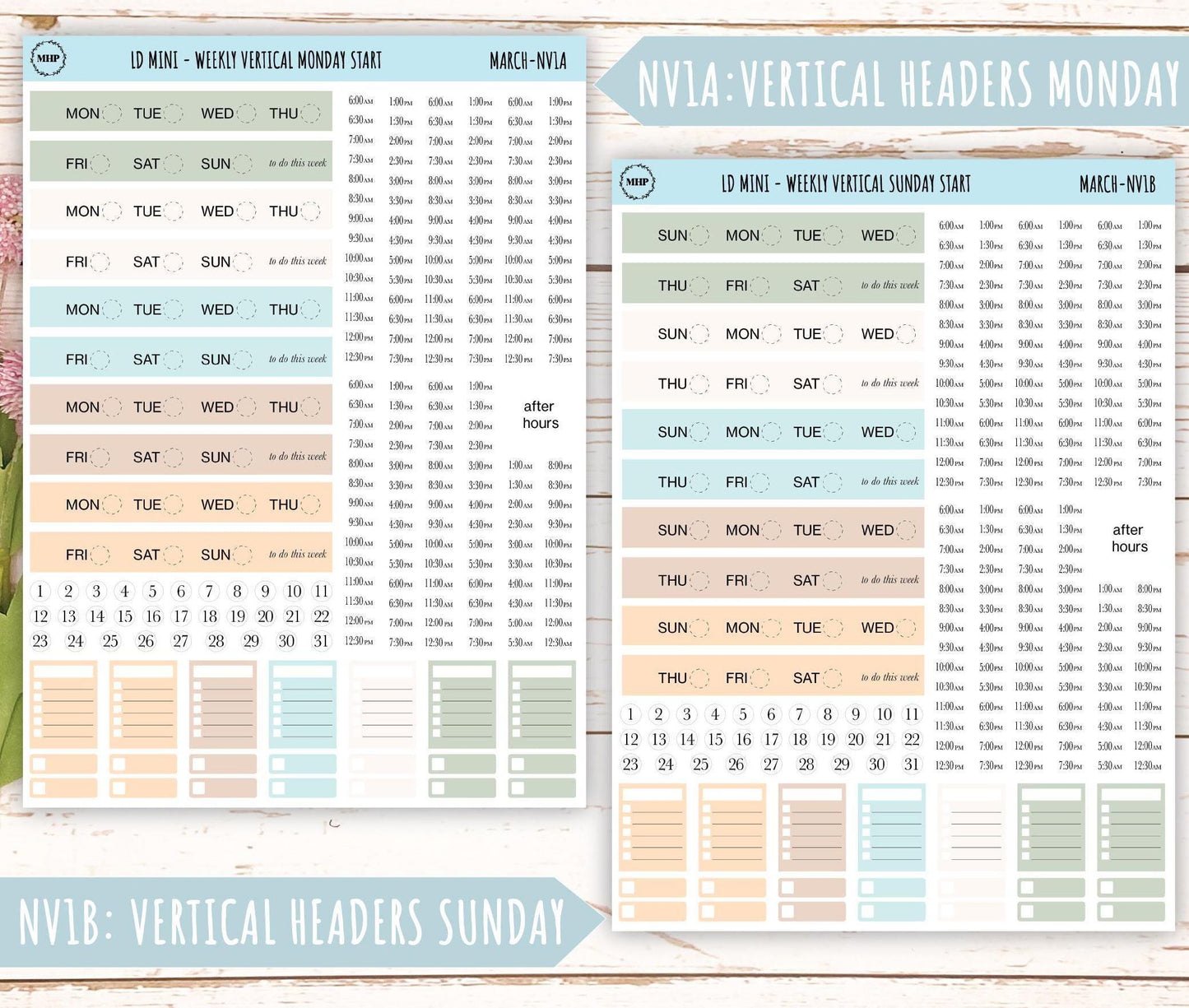 MARCH Neutral Color Stickers for small Laurel Denise Planners || NMAR