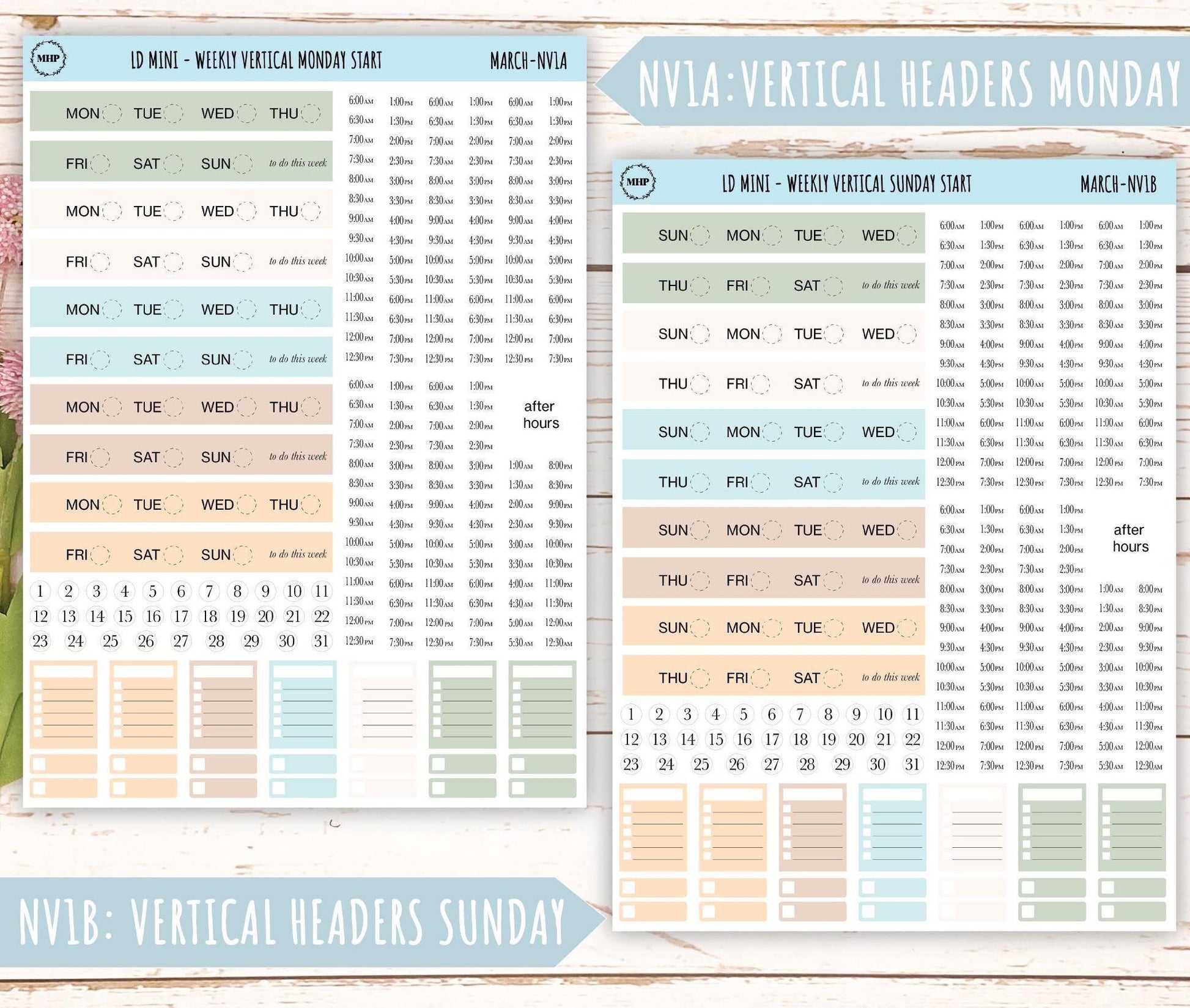 MARCH Neutral Color Stickers for small Laurel Denise Planners || NMAR