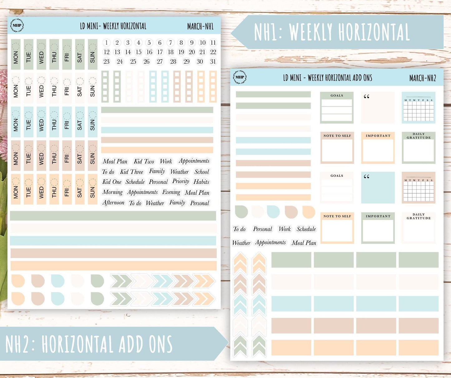 MARCH Neutral Color Stickers for small Laurel Denise Planners || NMAR