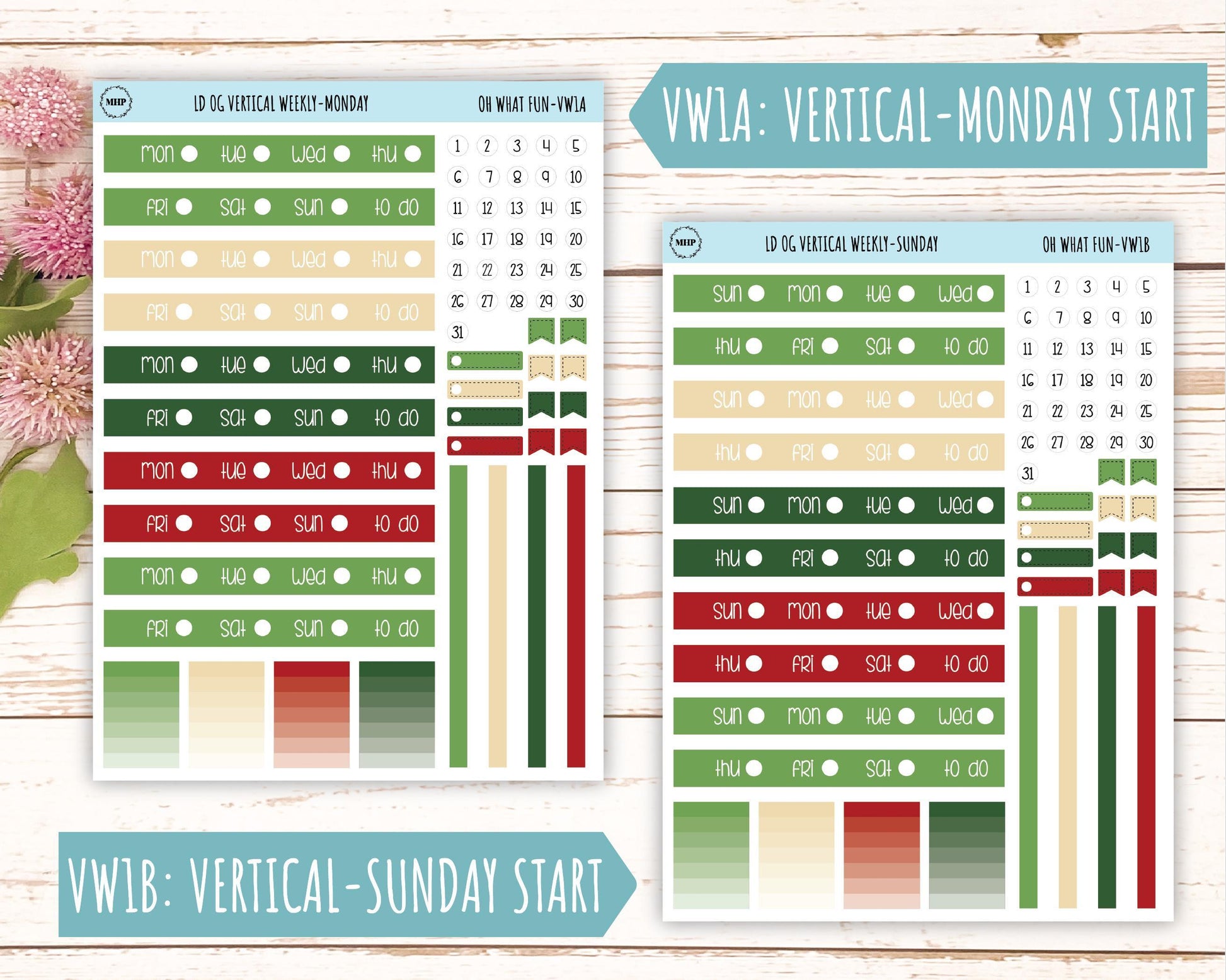 DECEMBER Stickers for Large size Horizontal & Vertical Laurel Denise Planner. (Formerly Original or Standar Size) "Oh What Fun" || OGOWF