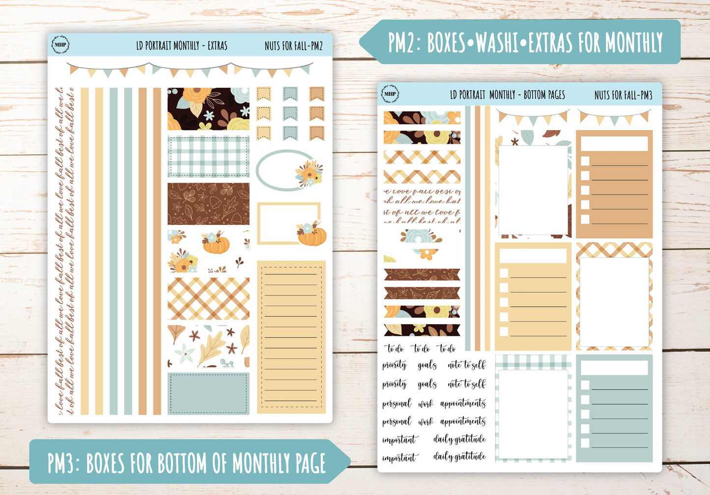 OCTOBER Stickers for The Scout Laurel Denise Planner (formerly Portrait Planner). "Nuts for Fall" || PNF