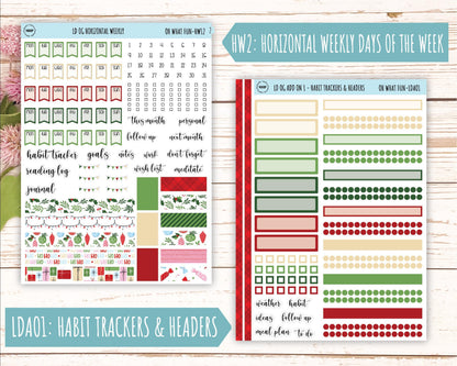 DECEMBER Stickers for Large size Horizontal & Vertical Laurel Denise Planner. (Formerly Original or Standar Size) "Oh What Fun" || OGOWF