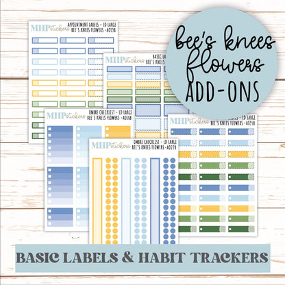 Basic Labels & Habit Trackers. ADD-Ons for Monthly Kits "Bee's Knees Flowers" || AOBL