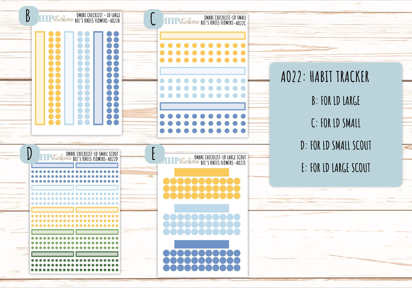 Basic Labels & Habit Trackers. ADD-Ons for Monthly Kits "Bee's Knees Flowers" || AOBL