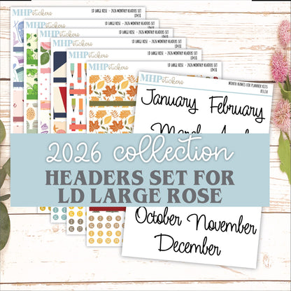 2026 Monthly Headers Set for the Large Rose Laurel Denise Planner (Formerly Project Planner) || LD438