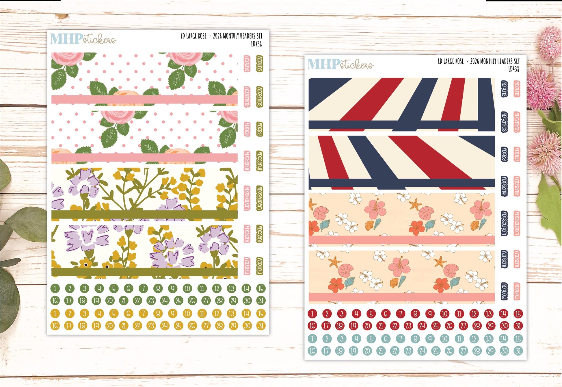 2026 Monthly Headers Set for the Large Rose Laurel Denise Planner (Formerly Project Planner) || LD438