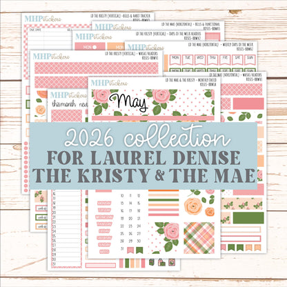 MAY 2026 Stickers for the Mae & Kristy Laurel Denise Planners "Roses" || BB