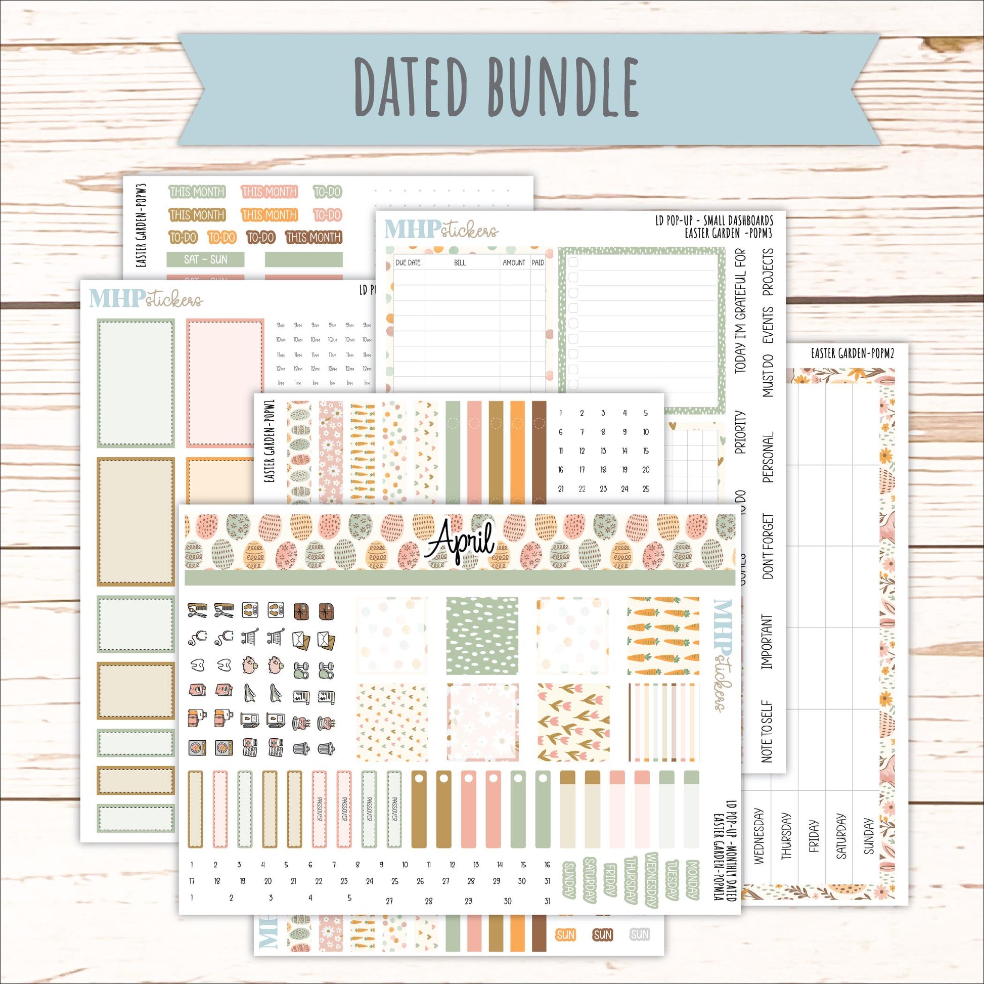 APRIL 2026 Stickers for The Jo, Laurel Denise Planner (Formerly Pop-Up Planner) "Easter Garden" || POP