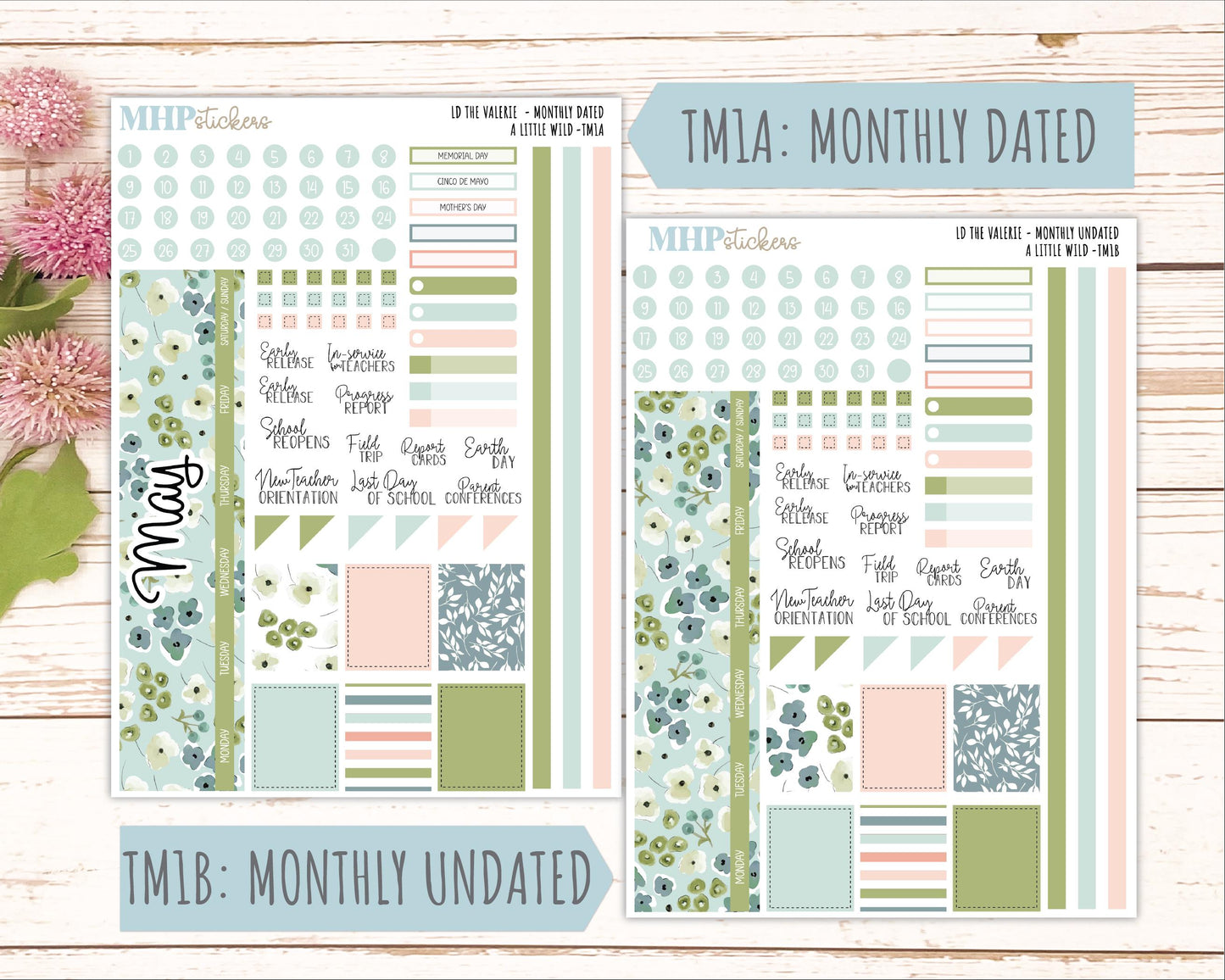 MAY Stickers for The Valerie Laurel Denise Planner "A Little Wild" || TC