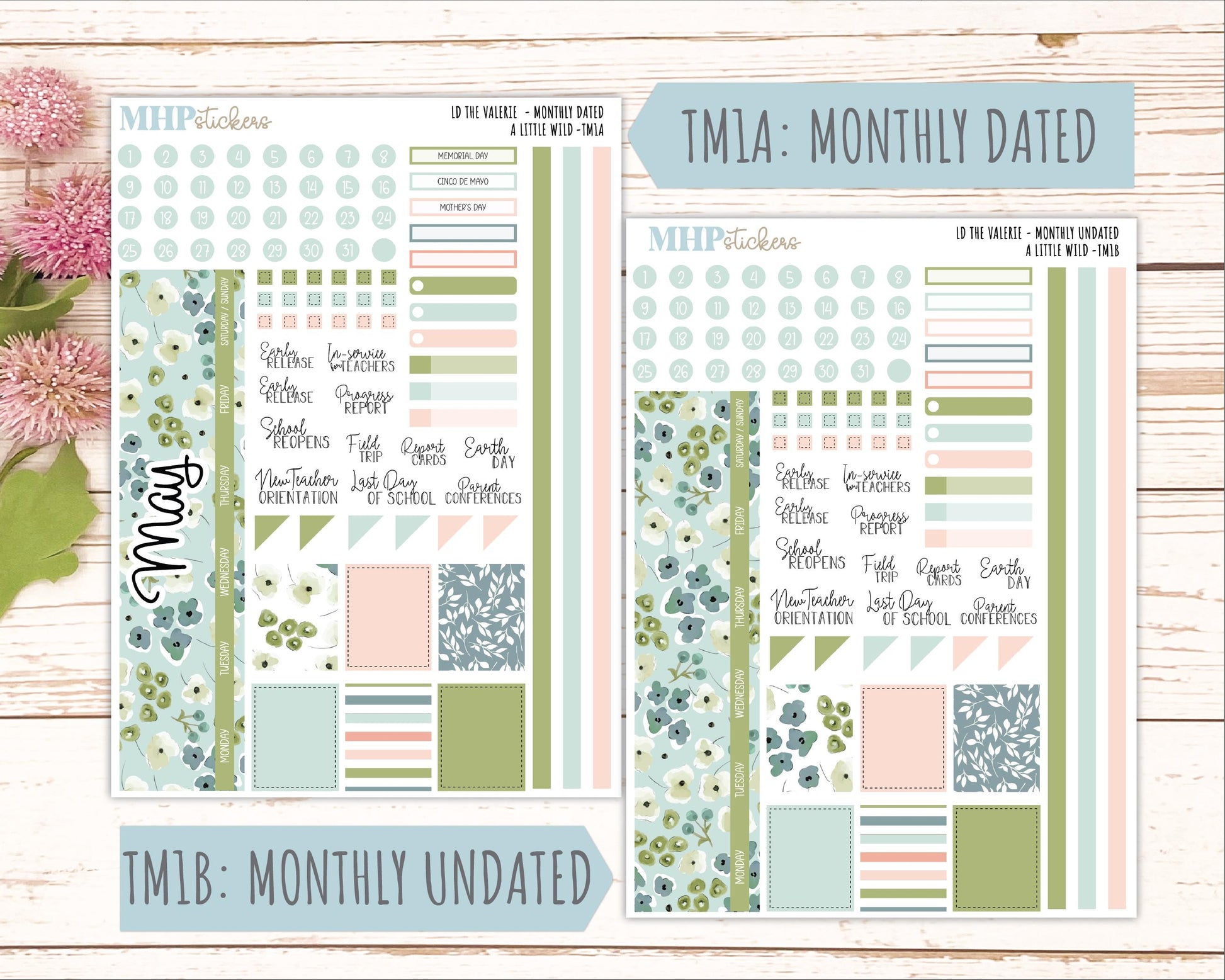 MAY Stickers for The Valerie Laurel Denise Planner "A Little Wild" || TC