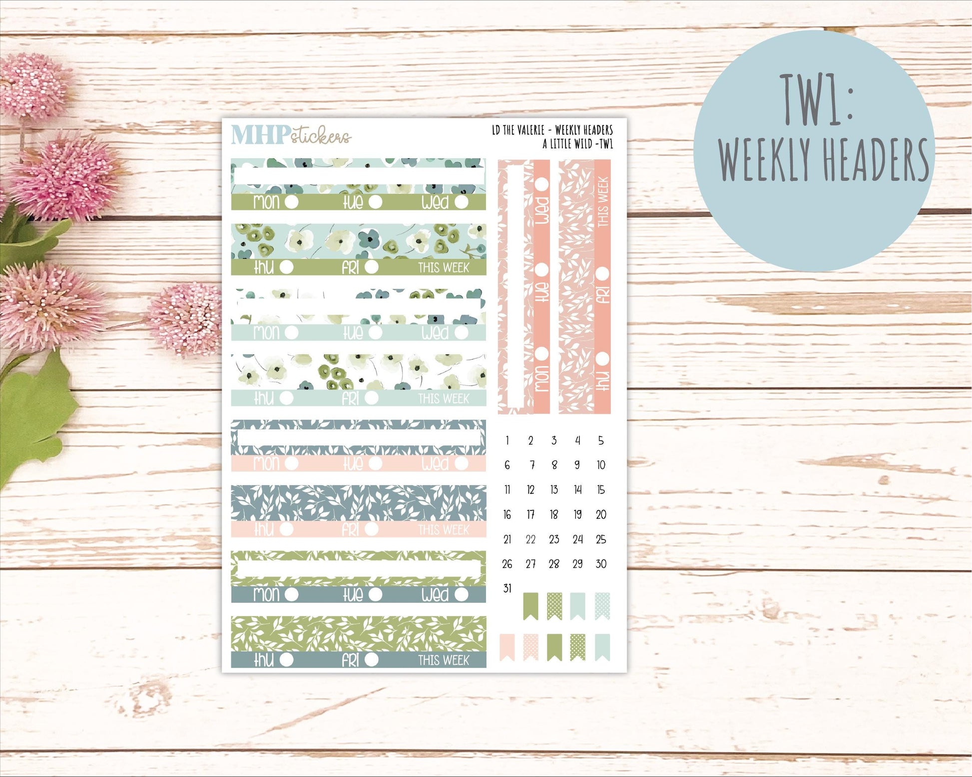 MAY Stickers for The Valerie Laurel Denise Planner "A Little Wild" || TC