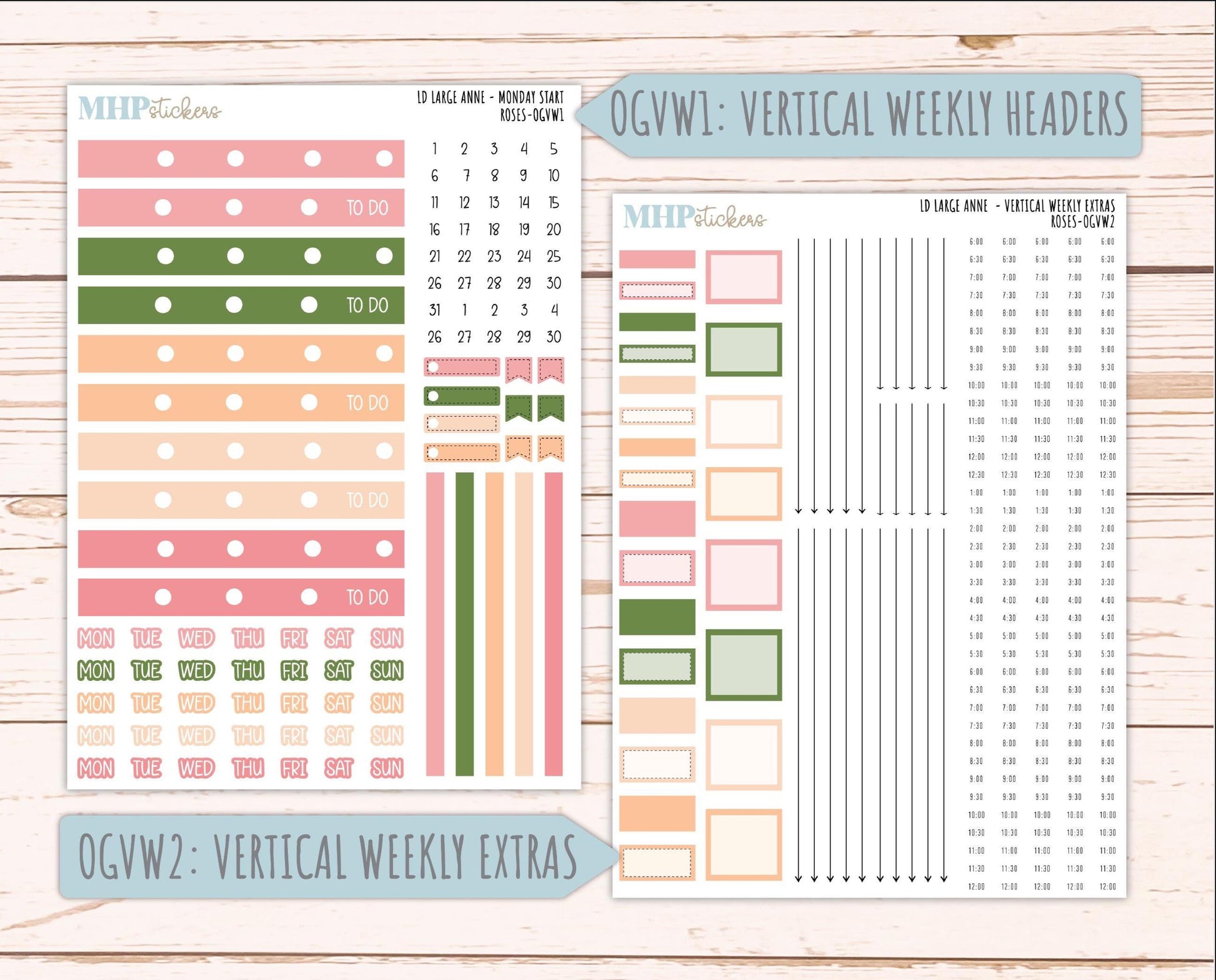 MAY 2026 Stickers for Large Nancy & Anne Planners for Laurel Denise Planners. "Roses" || OG