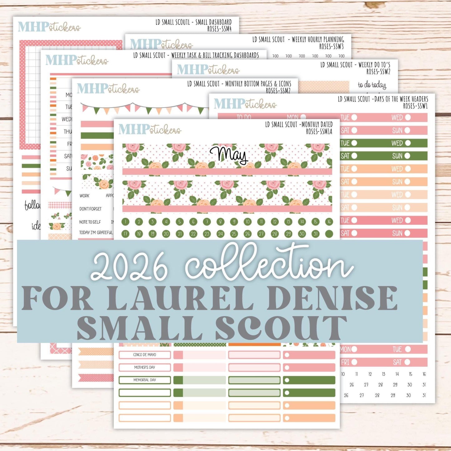 MAY 2026 Stickers for the Small Scout Laurel Denise Planners. "Roses" ||SS