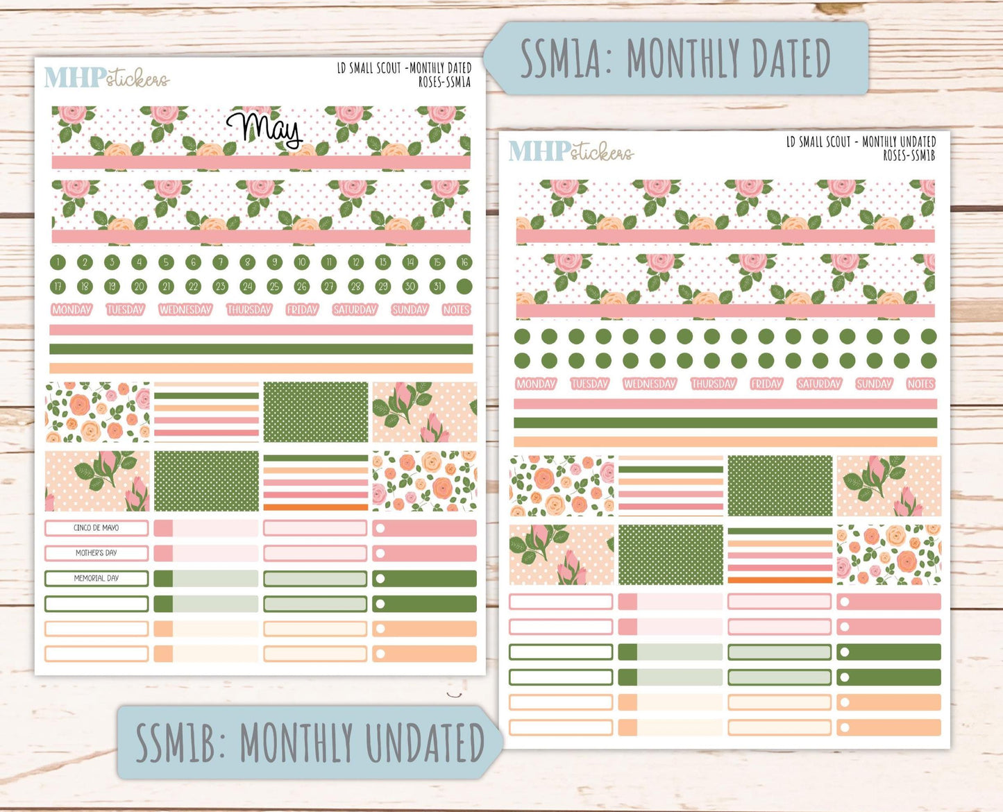 MAY 2026 Stickers for the Small Scout Laurel Denise Planners. "Roses" ||SS