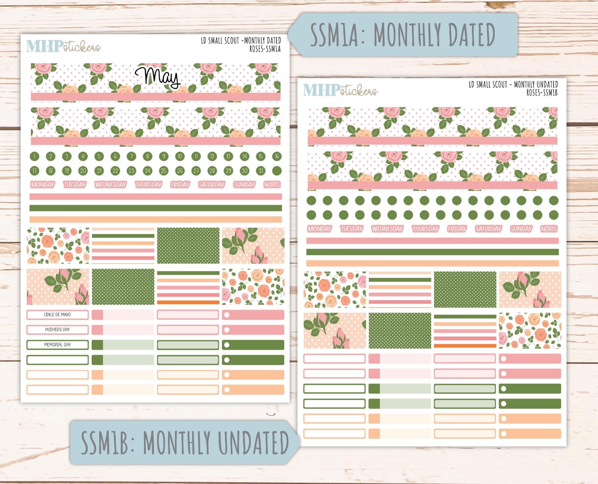 MAY 2026 Stickers for the Small Scout Laurel Denise Planners. "Roses" ||SS