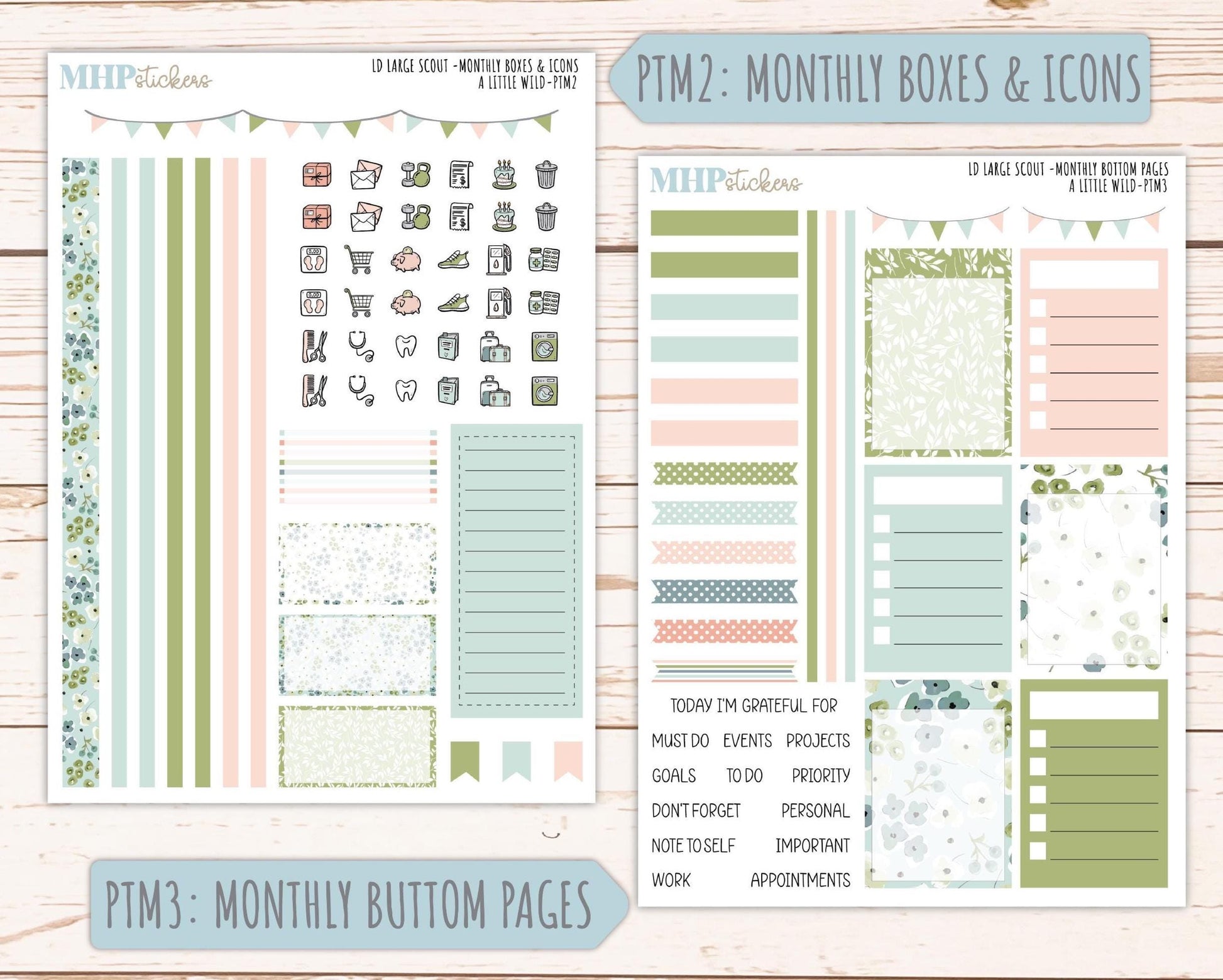 MAY 2026 Stickers for the Large Scout Laurel Denise Planners "A Little Wild" || PT