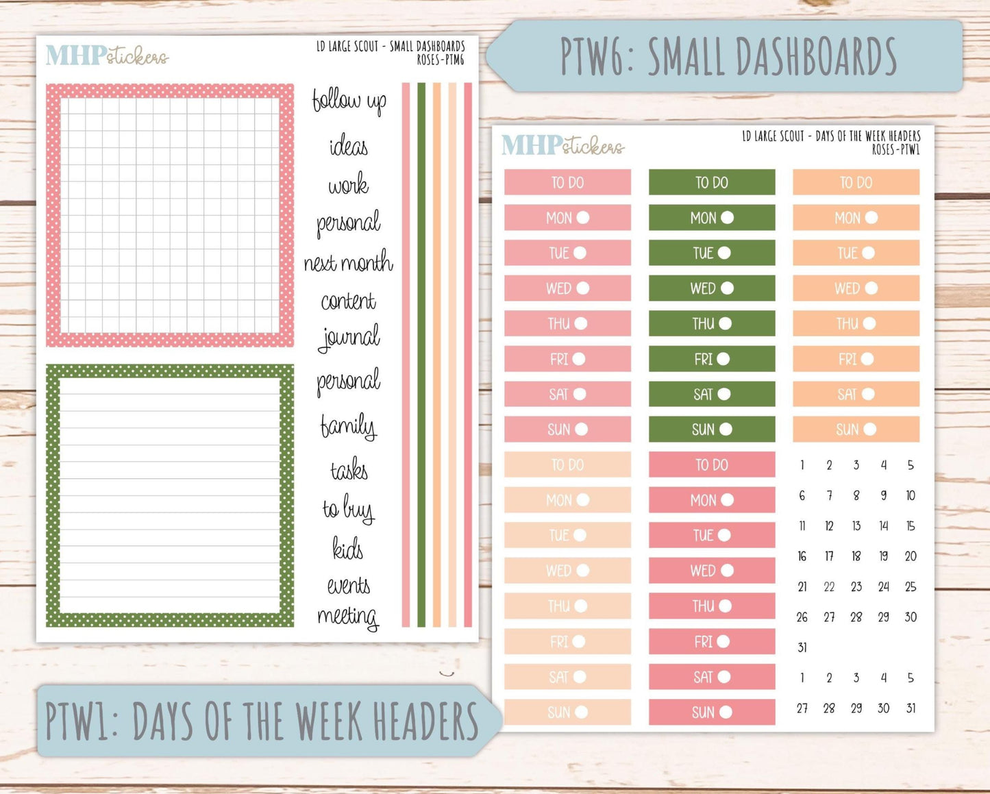 MAY 2026 Stickers for the Large Scout Laurel Denise Planners. "Roses" || PT
