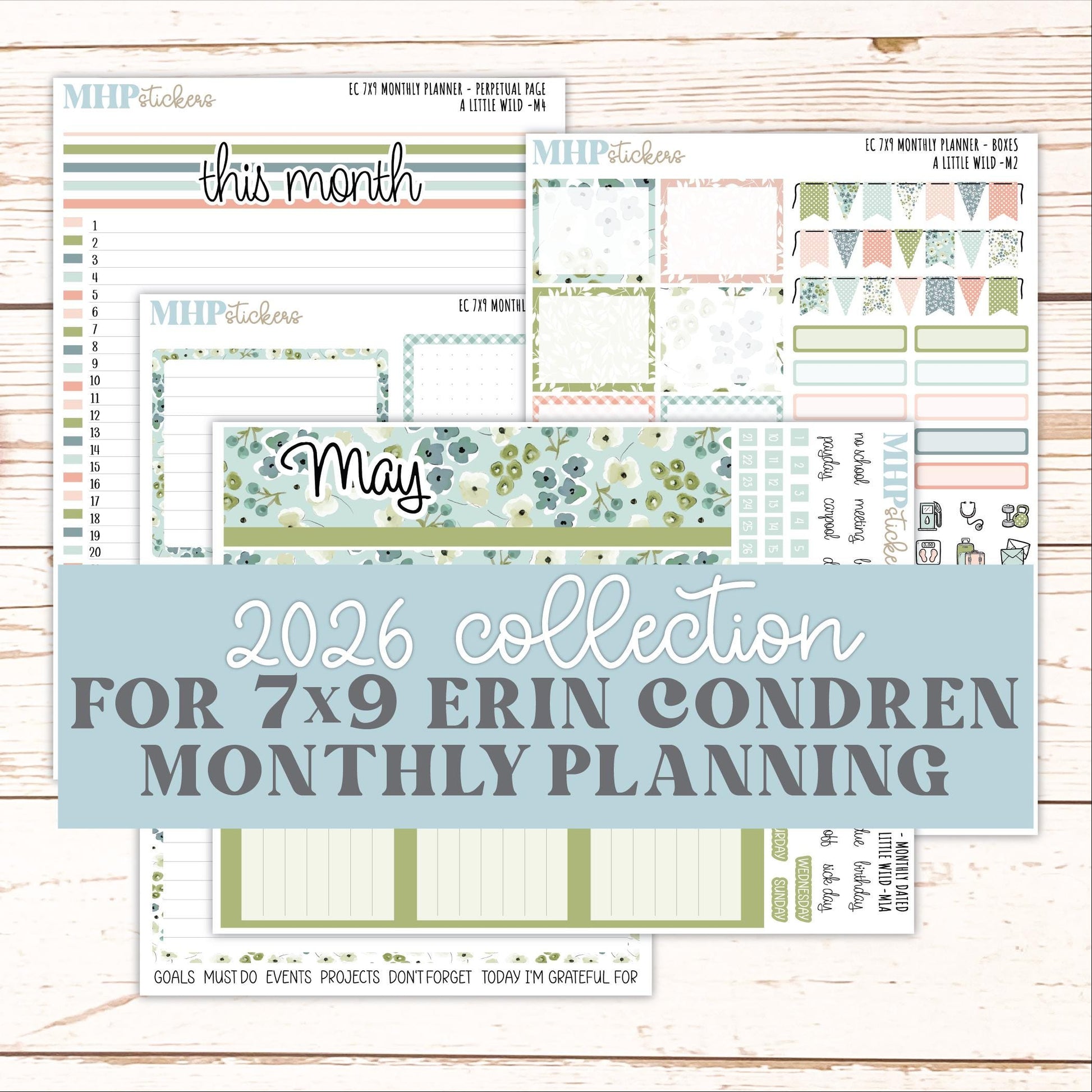 MAY Monthly Kit for 7x9 Erin Condren Planners. 2026 Collection "A Little Wild" || ECM