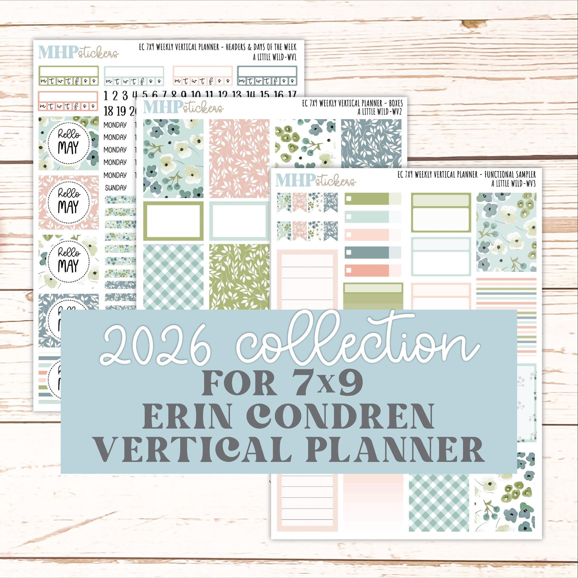 MAY Weekly Vertical Kits for 7x9 Erin Condren Planners. 2026 Collection "A Little Wild" || ECWV