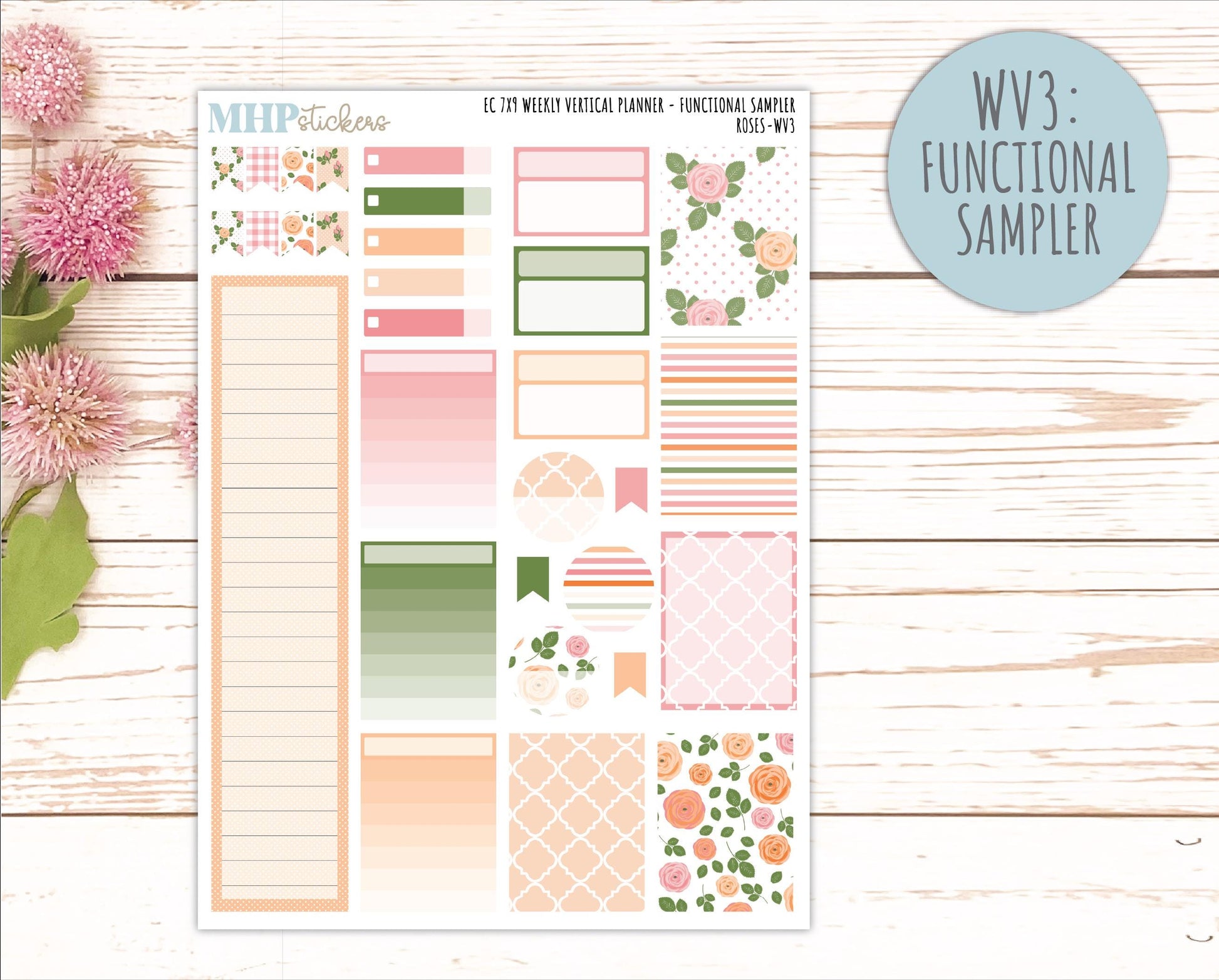 MAY Weekly Vertical Kits for 7x9 Erin Condren Planners. 2026 Collection "Roses" || ECWV