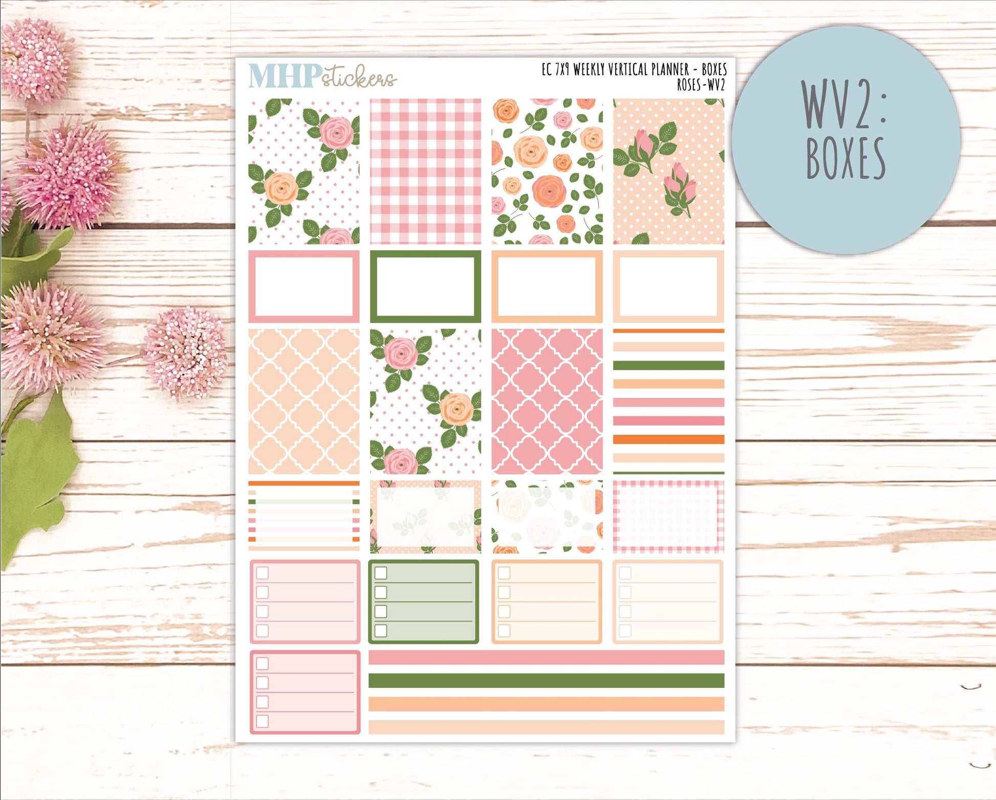 MAY Weekly Vertical Kits for 7x9 Erin Condren Planners. 2026 Collection "Roses" || ECWV