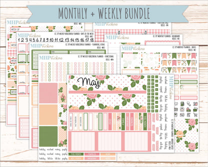 MAY Weekly Horizontal Planning Kit for 7x9 Erin Condren Planners. 2026 Collection "Roses" || ECWH