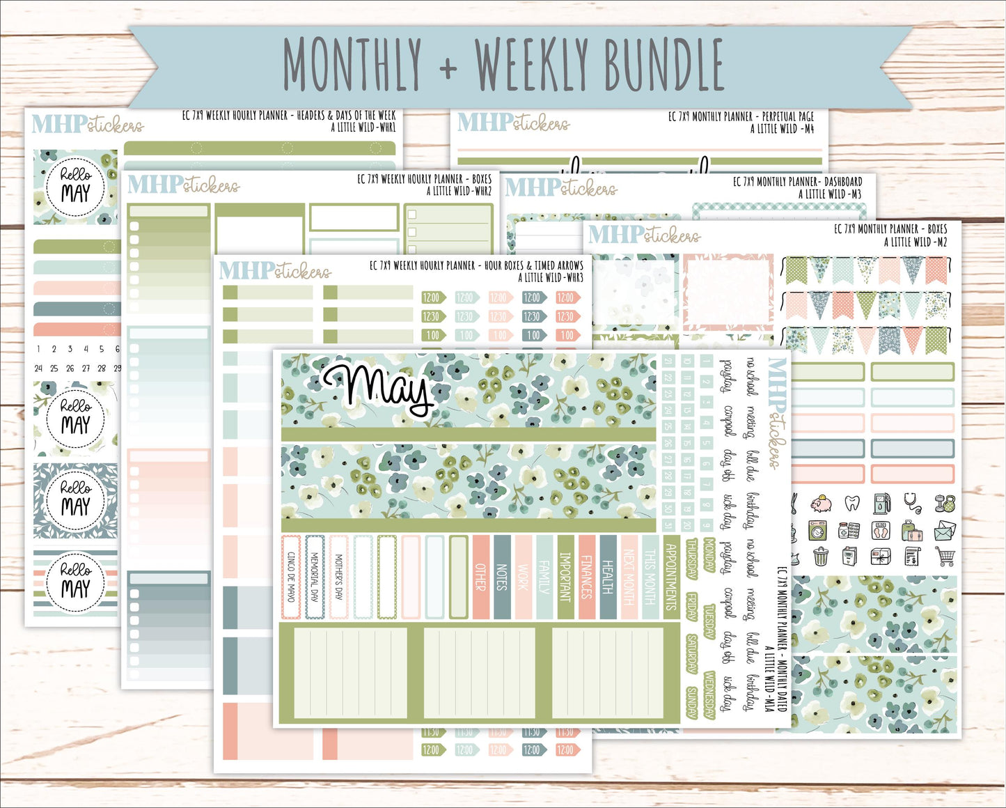 MAY Weekly Hourly Planning Kits for 7x9 Erin Condren Planners. 2026 Collection "A Little Wild" || ECWHR