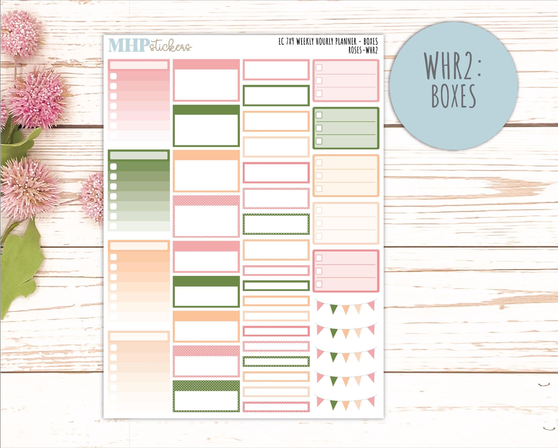 MAY Weekly Hourly Planning Kits for 7x9 Erin Condren Planners. 2026 Collection "Roses" || ECWHR