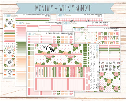 MAY Weekly Hourly Planning Kits for 7x9 Erin Condren Planners. 2026 Collection "Roses" || ECWHR